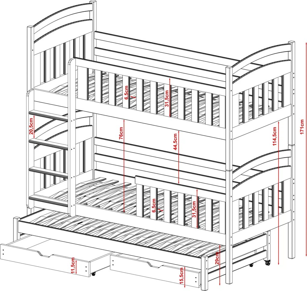 Raj posteli Detská posteľ KIKA LB 25 (výber farieb)