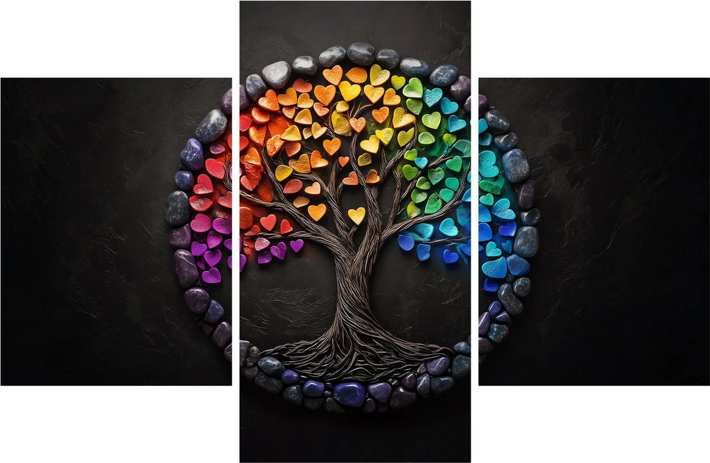 Obraz – Strom plný farebných sŕdc (90x60 cm)