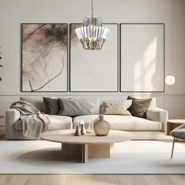 Luster na reťazi DONNA 9xE14/40W/230V pr. 45 cm matný chróm