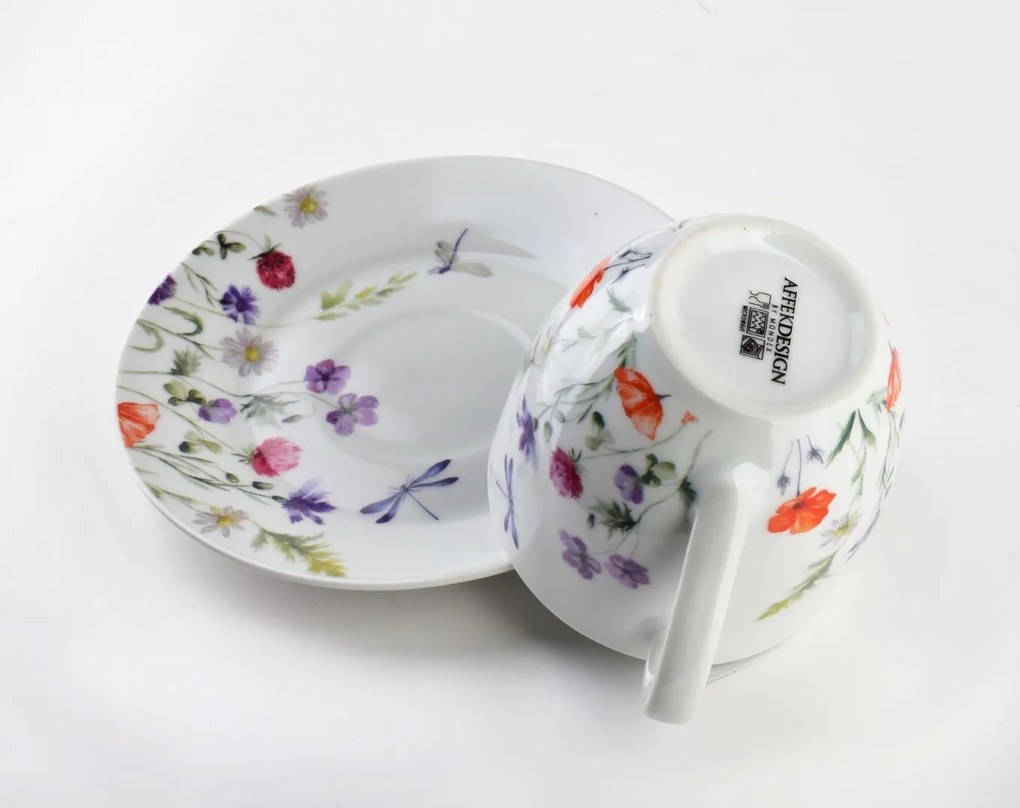 Porcelánová šálka s podšálkou Joy Dragonfly 250 ml sada 6ks