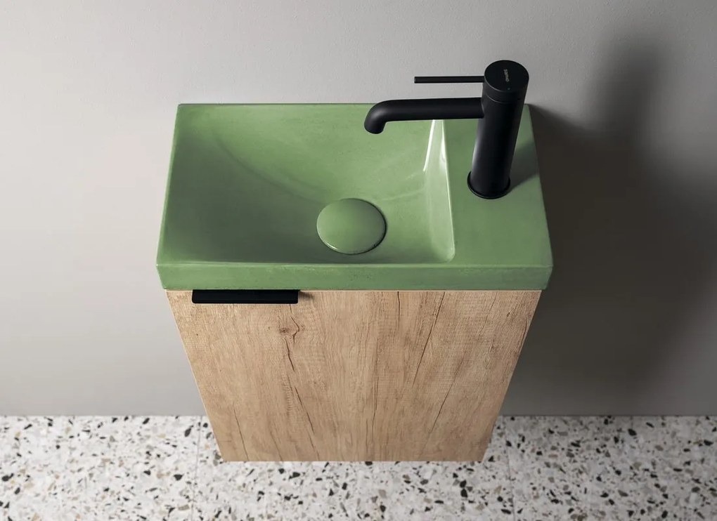 Sapho Sapho, AGOS betónové umývadlo 40x22cm, ľavé/pravé, zelená lesklá, AS40023