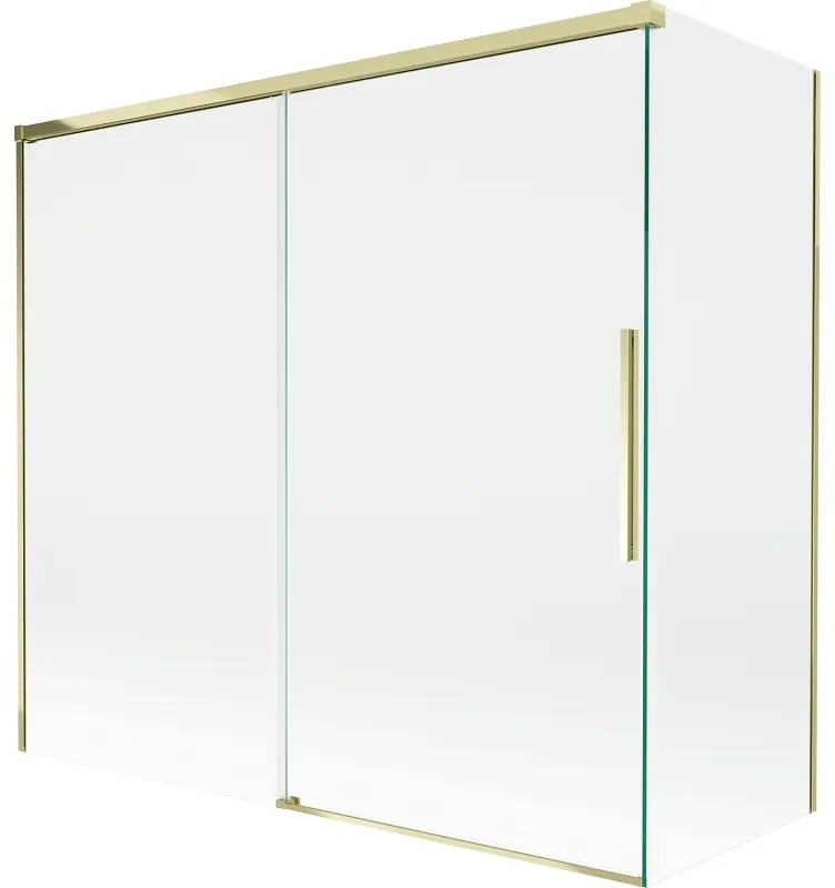 Mexen Rox, 2-krídlová posuvná vaňová zástena 170 + 75 x 150 cm, 8mm číre sklo, zlatý lesklý profil, 8C9-170-075-50-00