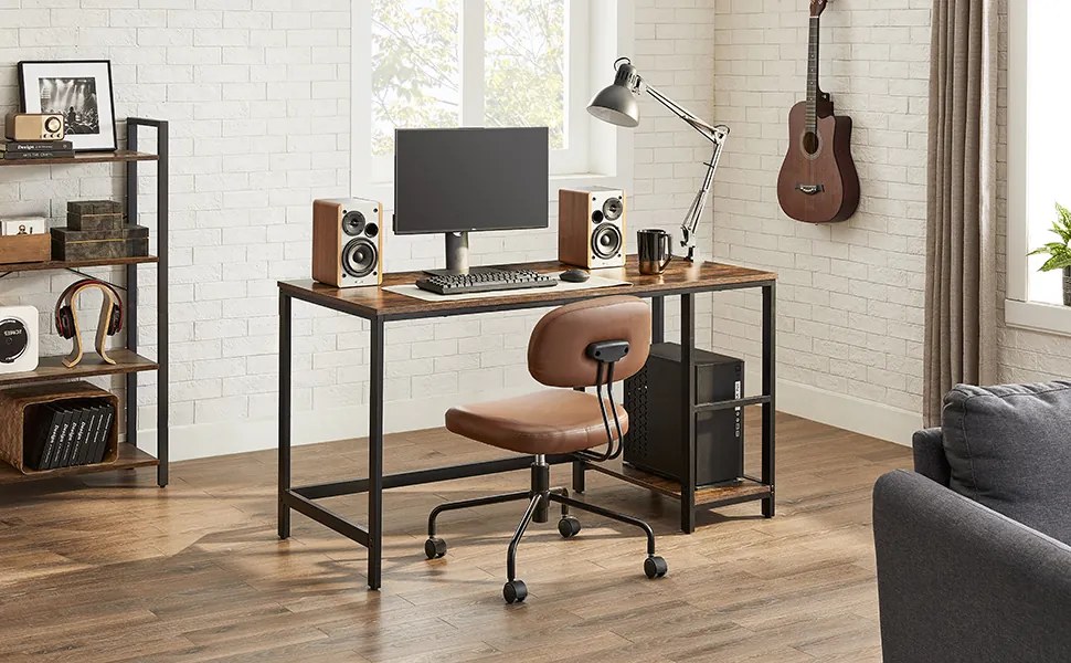 Písací stôl Vasagle Paul 140 cm hnedý/čierny