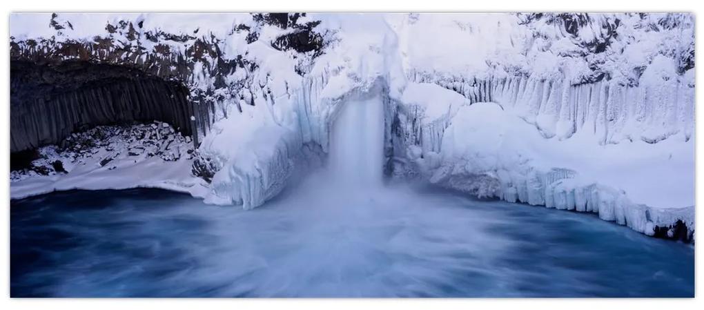 Obraz vodopádu v zime (120x50 cm)