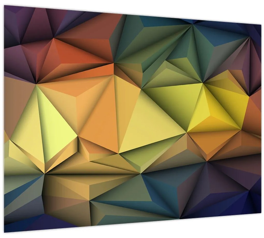 Sklenený obraz - Polygonálna 3D abstrakcia (70x50 cm)