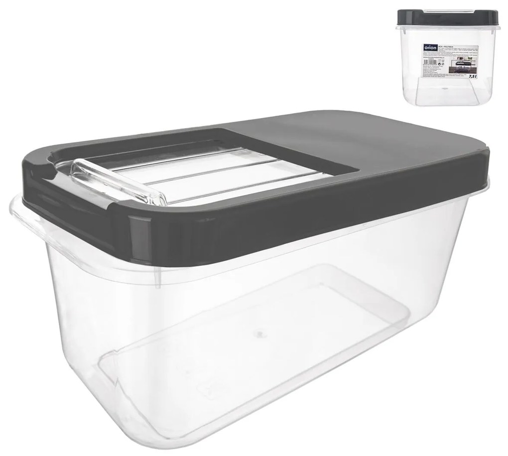 Dóza na potraviny, veľkokapacitný box SLOP, sivé posuvné veko – 7,5 l