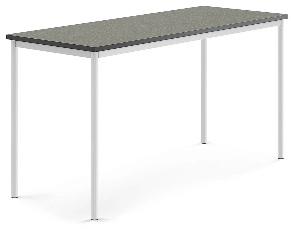 Stôl SONITUS, 1800x700x900 mm, linoleum - tmavošedá, biela