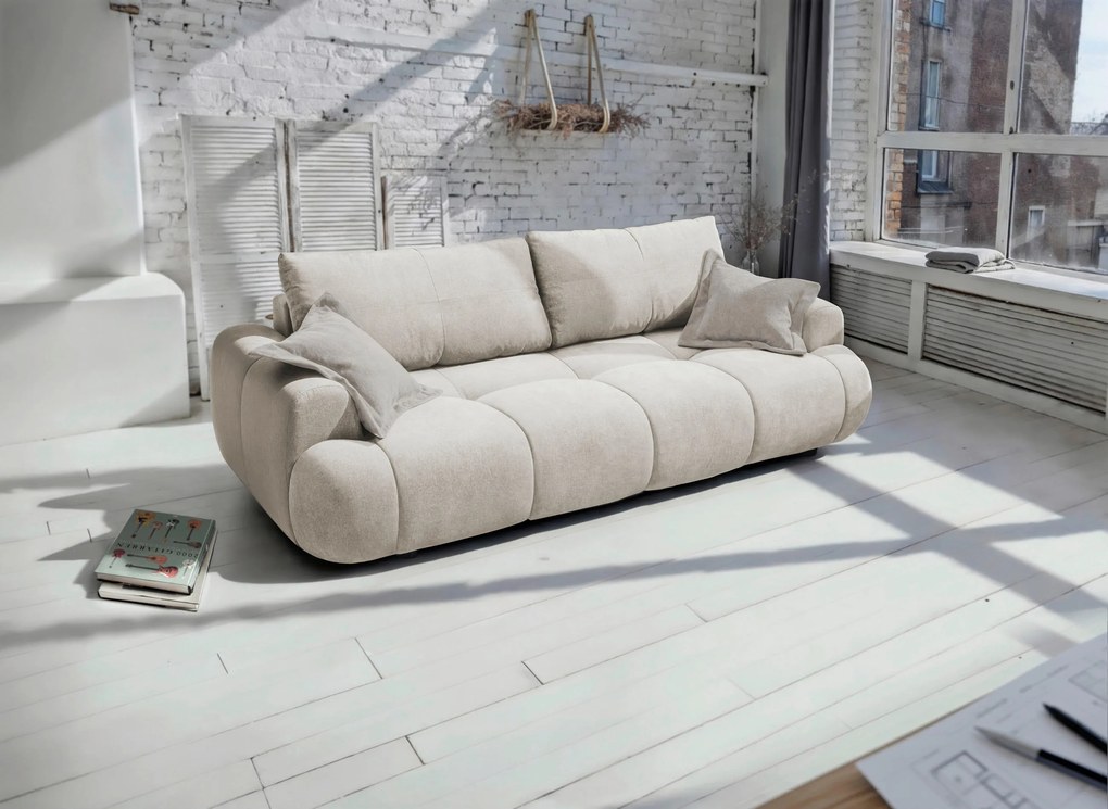 XXXLutz ROZKLADACIA POHOVKA, plast, textil, kompozitné drevo, šampanská MID.YOU - Sedačky - 000694009404