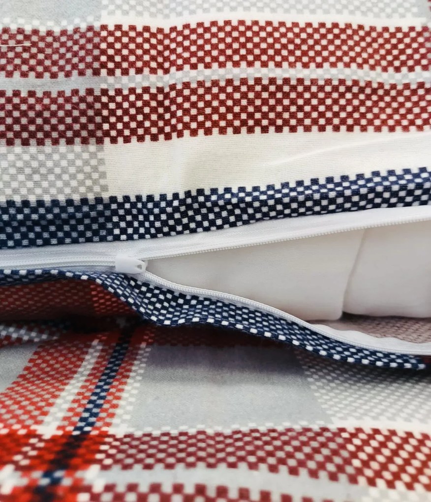 Obliečky flanelové Karo červené 200x140cm+90x70cm TiaHome