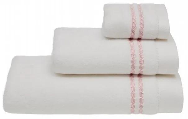 Soft Cotton Osuška CHAINE 75X150 cm Biela / ružová výšivka