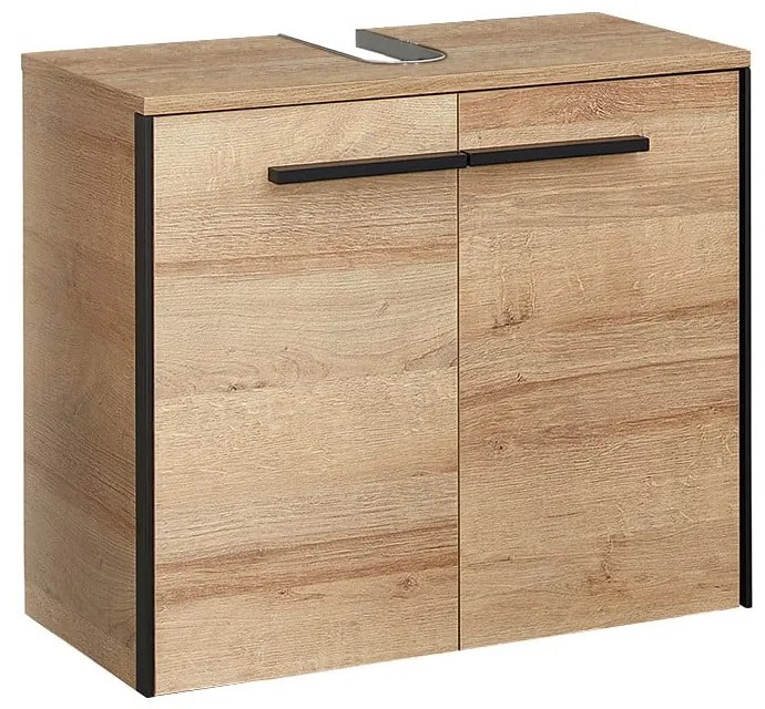 Závesná skrinka pod umývadlo v dekore duba v prírodnej farbe 53x60 cm Quickset 395 – Pelipal