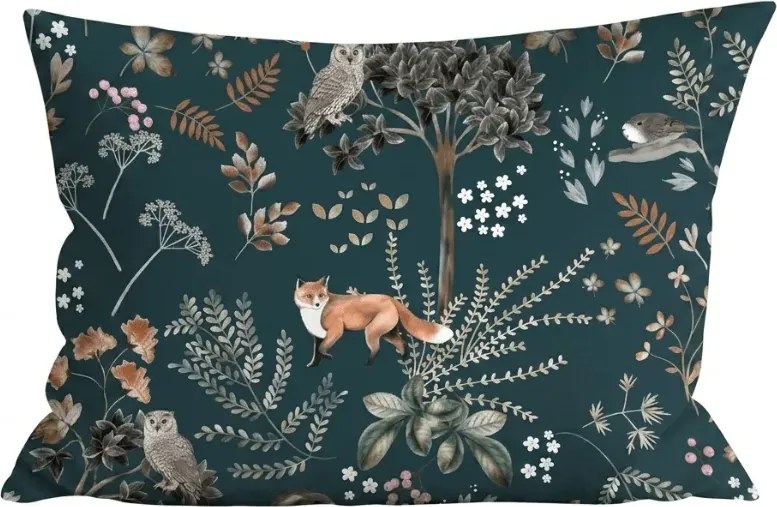 Sada obliečok z mikrovlákna LIŠKA A ZAJÍC tmavozelené + obliečka na vankúš 50 x 70 cm ZDARMA