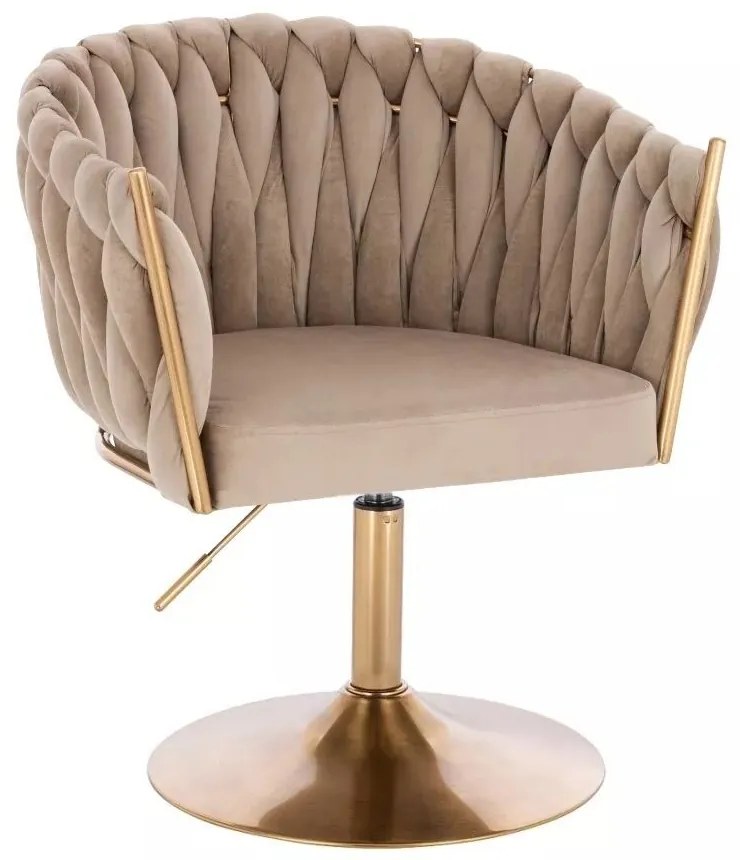 LuxuryForm DESIGN Stolička NORDEN VELUR na zlatom tanieri - latte
