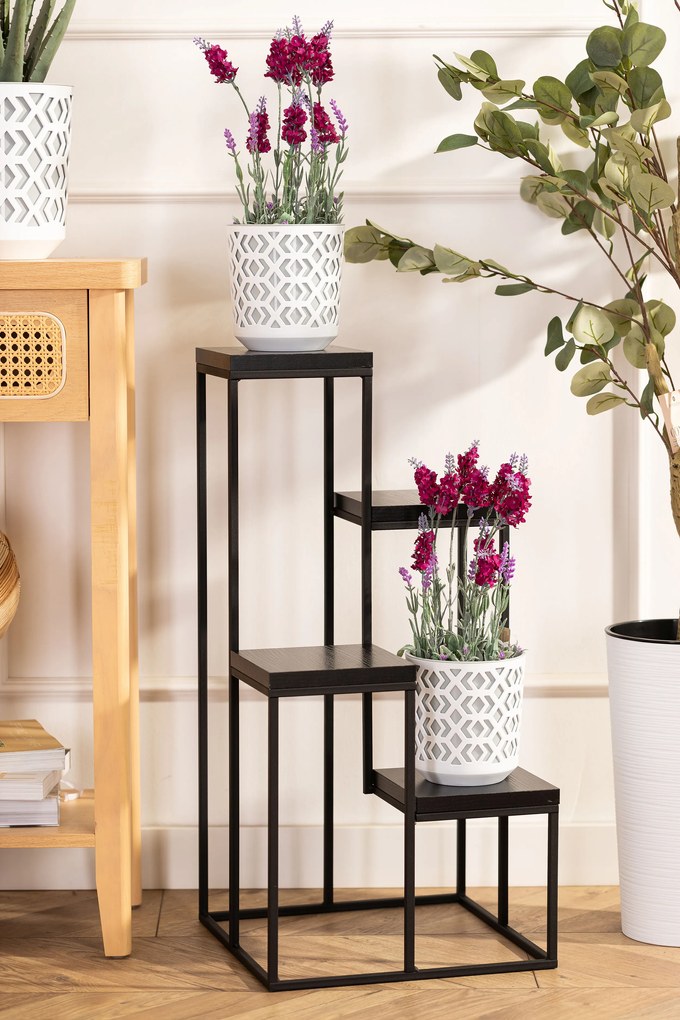 STOJAN NA KVETINÁČ KASKADA 79X40X40 CM ČIERNA