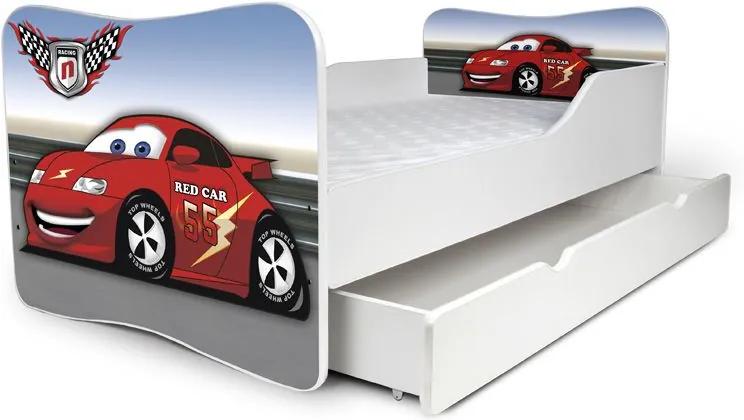 MAXMAX Detská posteľ so zásuvkou 160x80cm RED CAR 1 + matrac ZADARMO