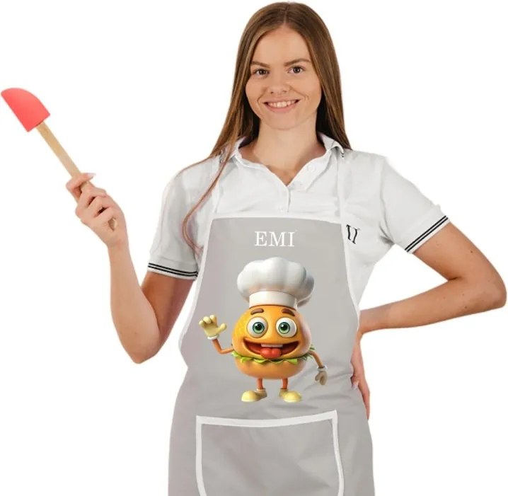 Kuchynská zástera Burger EMI, sivá