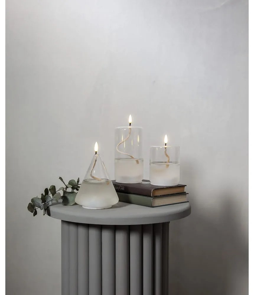 Biela LED sviečka v skle Star Trading Flamme Float, výška 17,5 cm