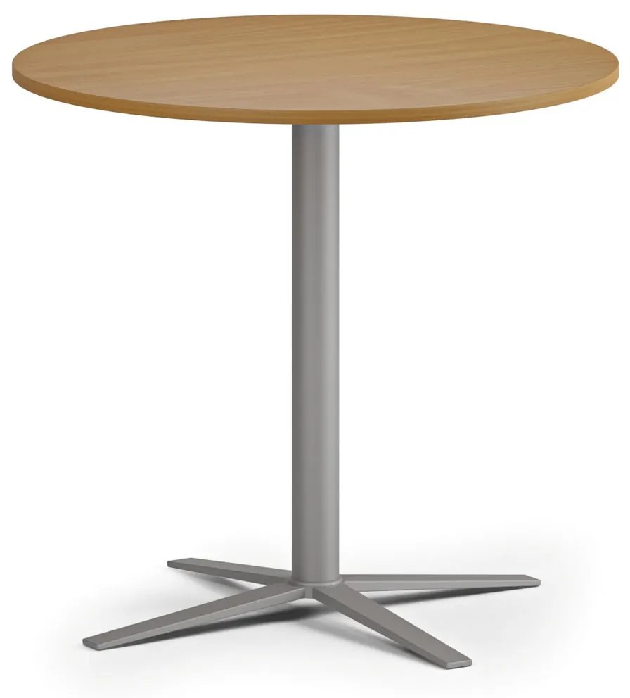 Konferenčný stolík AURA, priemer 80 cm, sivostrieborná podnož, buk