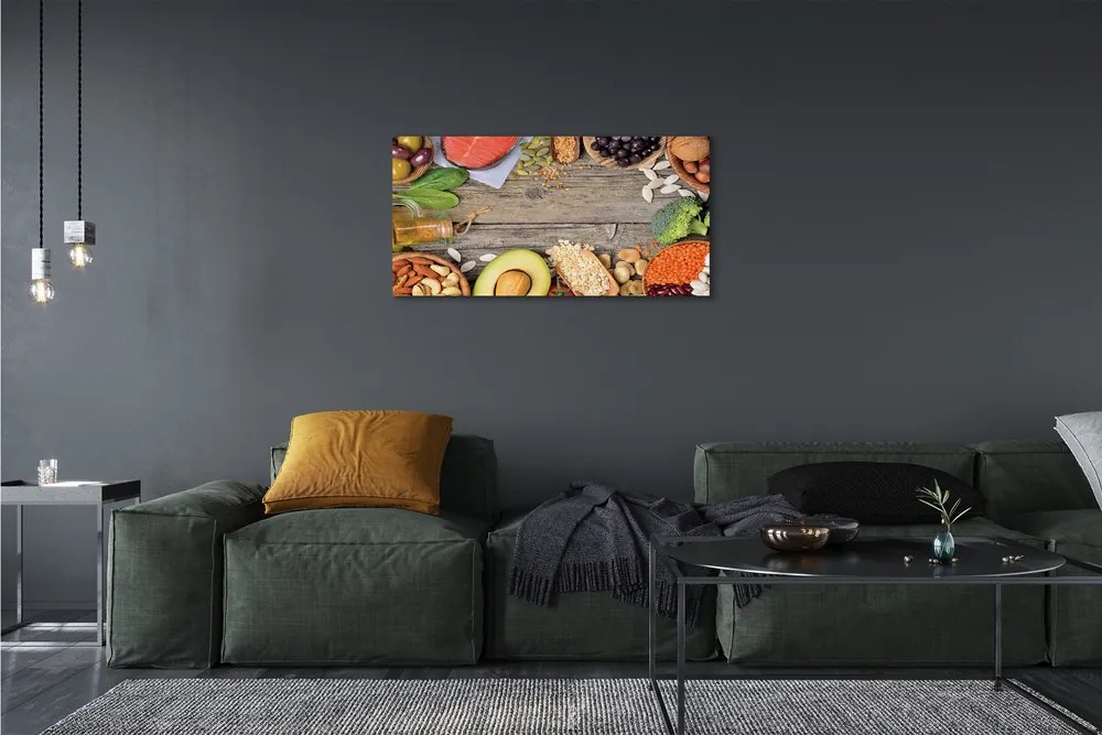 Obraz canvas Fazuľa brokolica avokádo orechy 120x60 cm