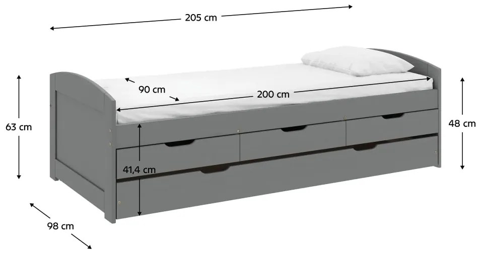 Posteľ s výsuvnou prístelkou Manuela (sivá) . Vlastná spoľahlivá doprava až k Vám domov. 1064009