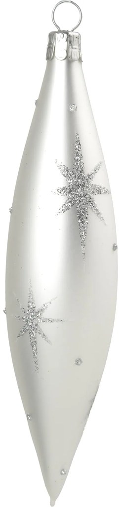 Bella Rose Sklenená vianočná ozdoba Kvapka Biela Mat