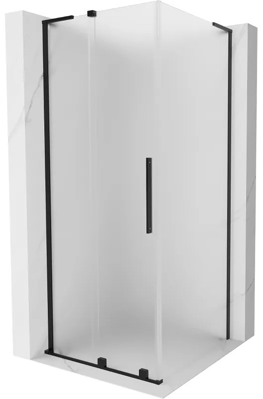 Mexen Velar L, sprchový kút s posuvnými dverami 90 x 90 cm, 8mm sklo námraza, čierna matná, 871-090-090-33-70