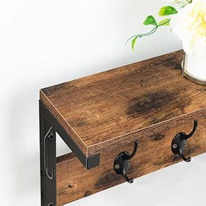 Nástěnný předsíňový věšák Vasagle Selvia černý/hnědý