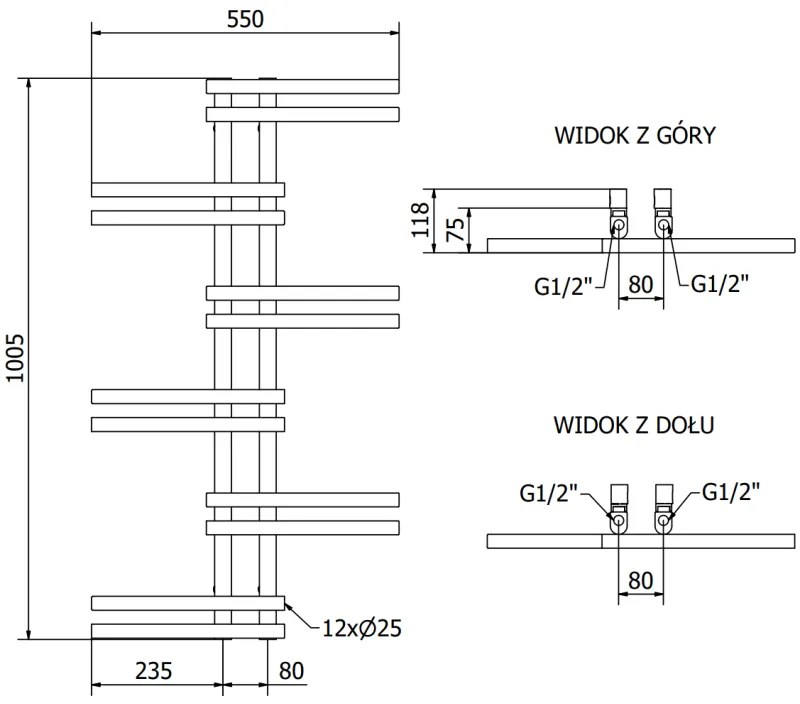 Mexen Jari vykurovacie teleso 1005 x 550 mm, 339 W, čierna, W115-1005-550-00-70