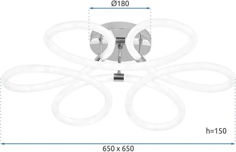 Toolight Toolight, LED moderné stropné svietidlo, 99W, 4000K, 5000lm, G023-C, biela-zlatá lesklá, OSW-06374