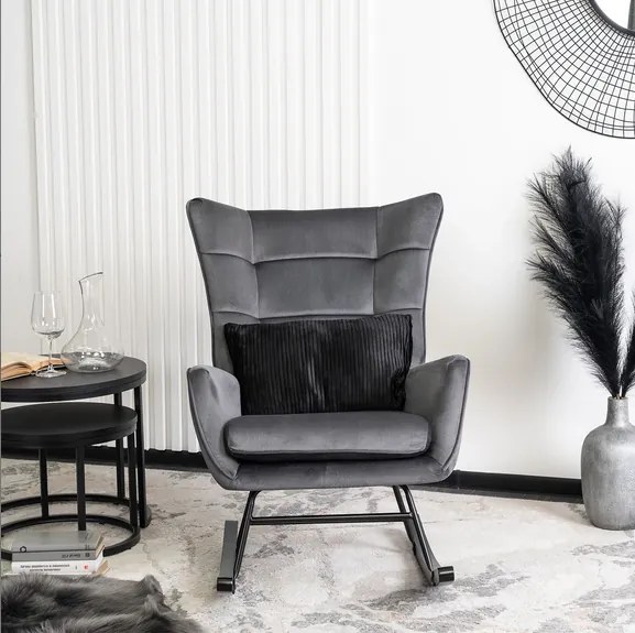 Kreslo ANTONIO hojdacie, sivé