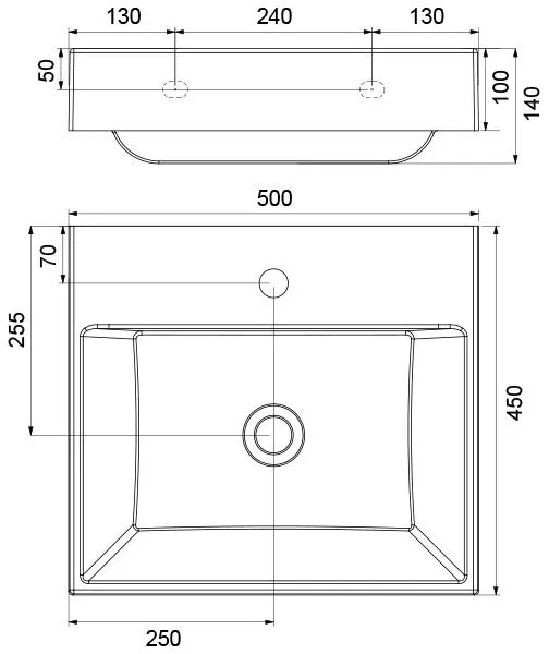 Ravak XJO01250000 - Závesné umývadlo NATURAL 50x45 cm liaty mramor/biela
