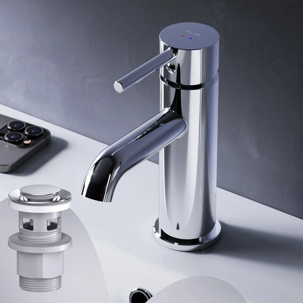 Umývadlová batéria AM.PM Spike FPA82100 jednopáková s odtokovým ventilom, chróm