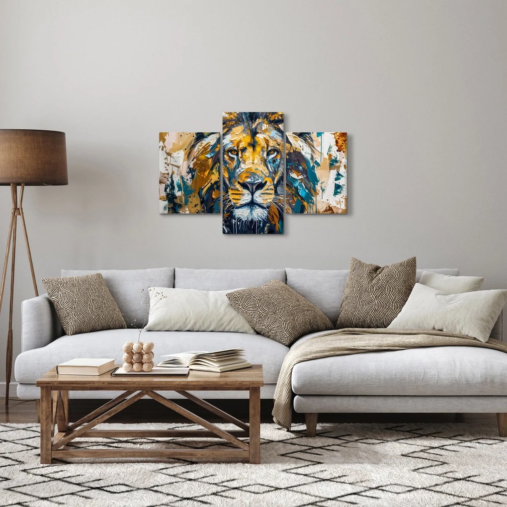 Obraz - Abstraktná olejomaľba s levom (90x60 cm)
