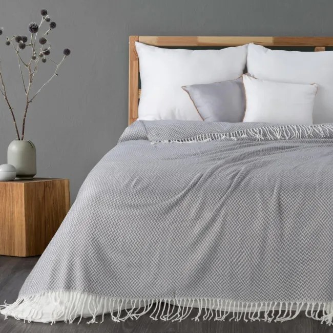 Deka AKRYL so strapcami, oceľová / biela