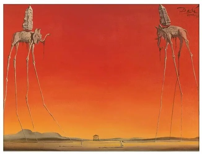 Umelecká tlač Les Elephants, Salvador Dalí, (30 x 24 cm)