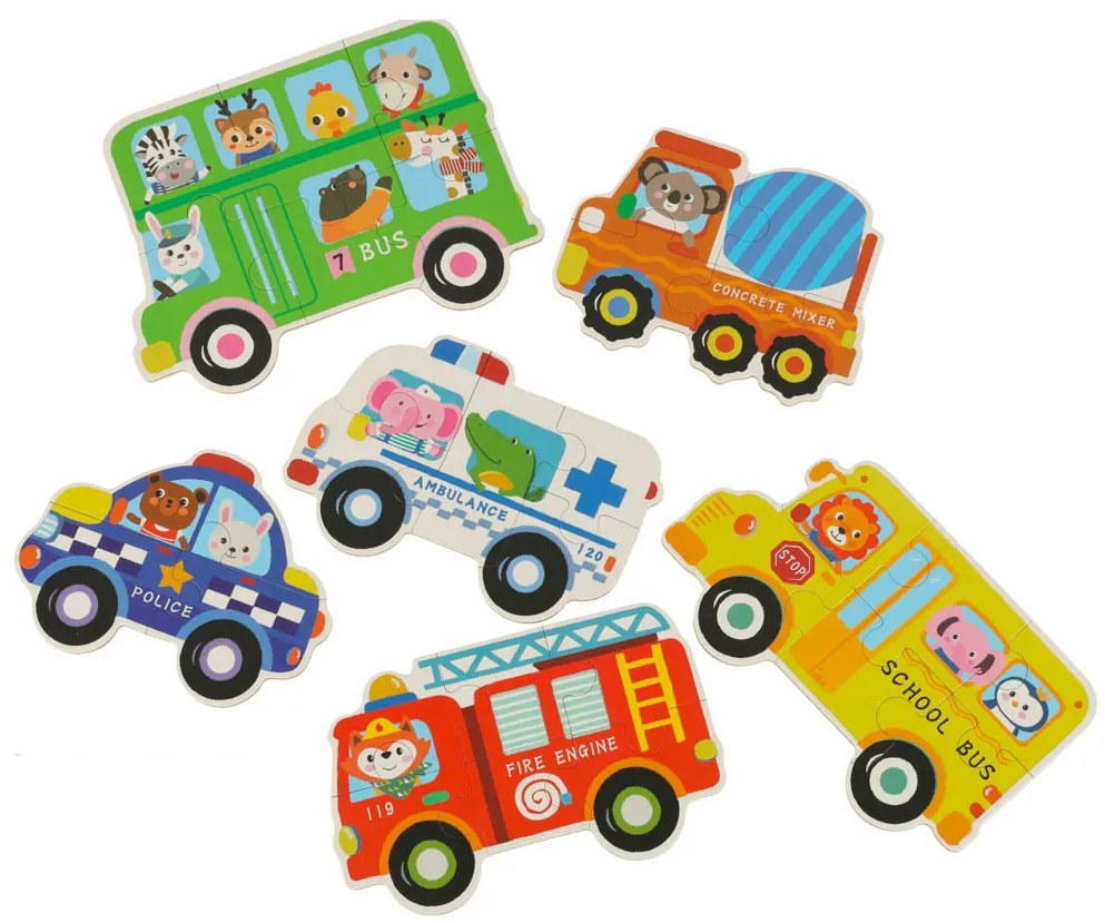 KIK Puzzle v plechovke dopravné prostriedky 30ks