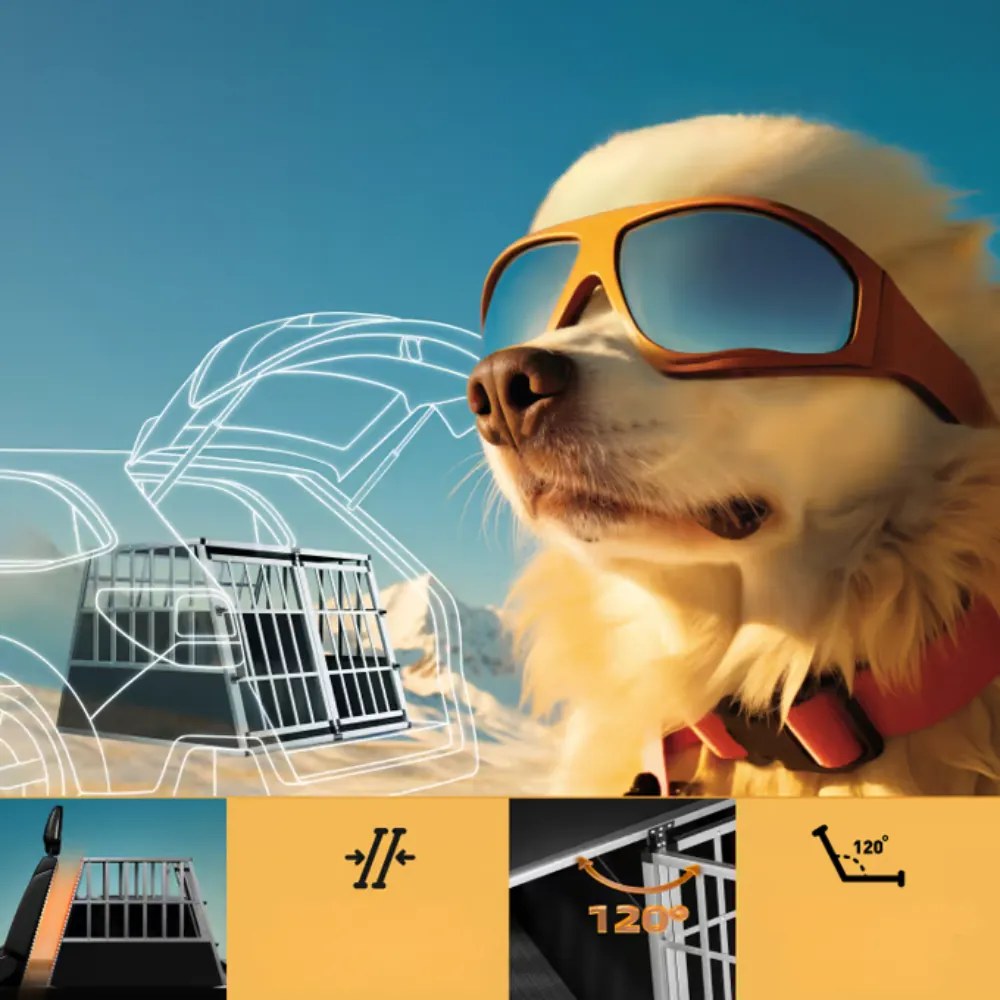 Prepravka pre psa BRUNO, 97x90x70cm, strieborná/čierna Cadoca