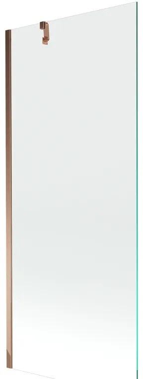 Mexen Next, vaňová zástena 1-krídlová 80 x 150 cm, fixné krídlo, 6 mm číre sklo, ružové zlato profil, 895-080-000-00-00-60