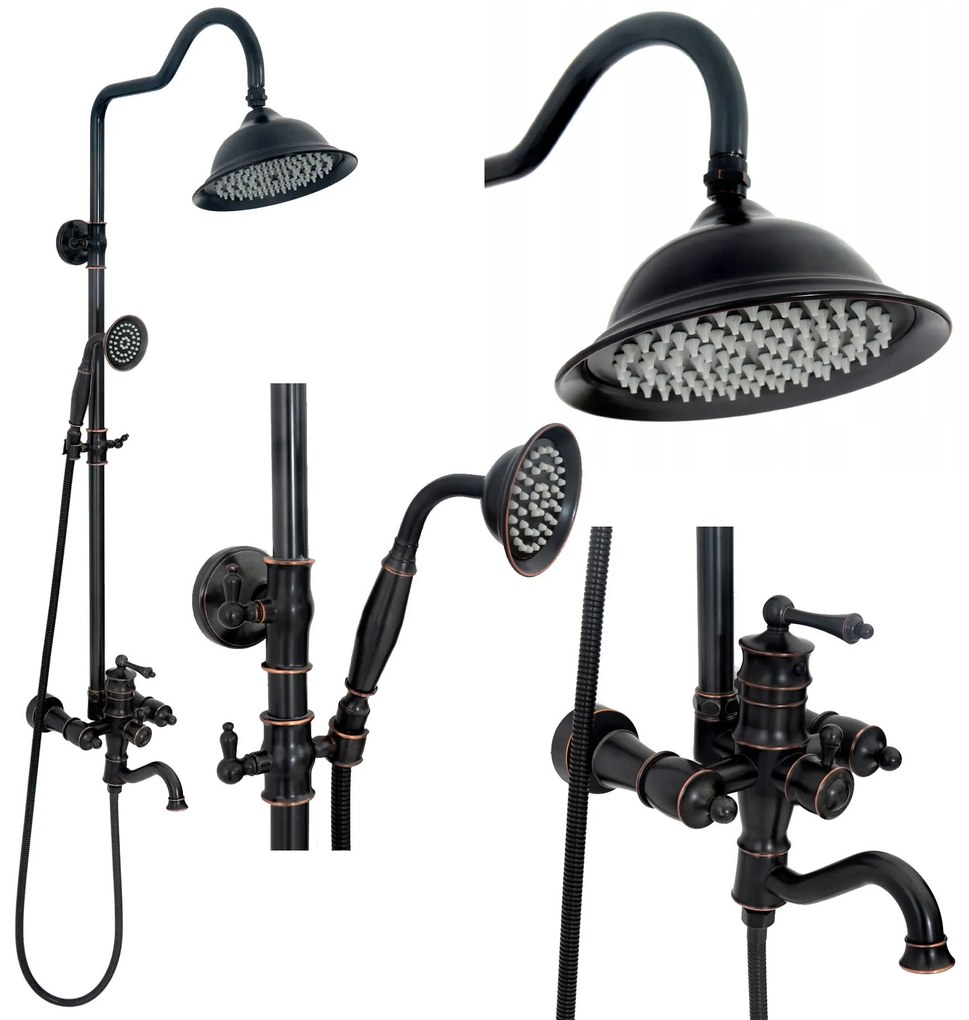 Rea Vintage - sprchový set s vaňovým výtokom, čierna, REA-P2367