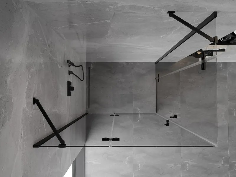 Mexen Mist-H Duo, 2-krídlový výklopný sprchový kút 120 x 80 cm, číre sklo, čierny profil, 8A5-120L-080P-70-00