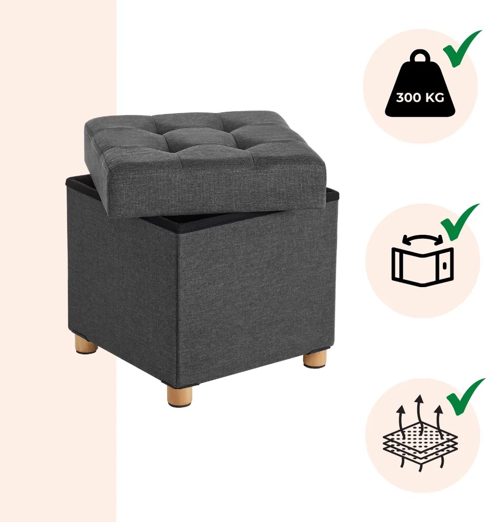 Taburet s úložným priestorom na nožičkách OTO, 38x38x40cm, antracitová Jurhan