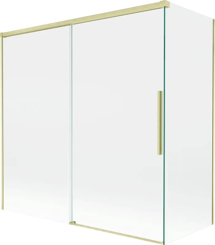 Mexen Rox, 2-krídlová posuvná vaňová zástena 160 + 75 x 150 cm, 8mm číre sklo, zlatý matný profil, 8C9-160-075-55-00