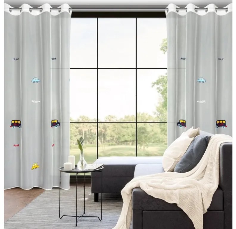 DECOREUM Záves zdobený výšivkou s detským vzorom 140 x 250 cm biela 106330