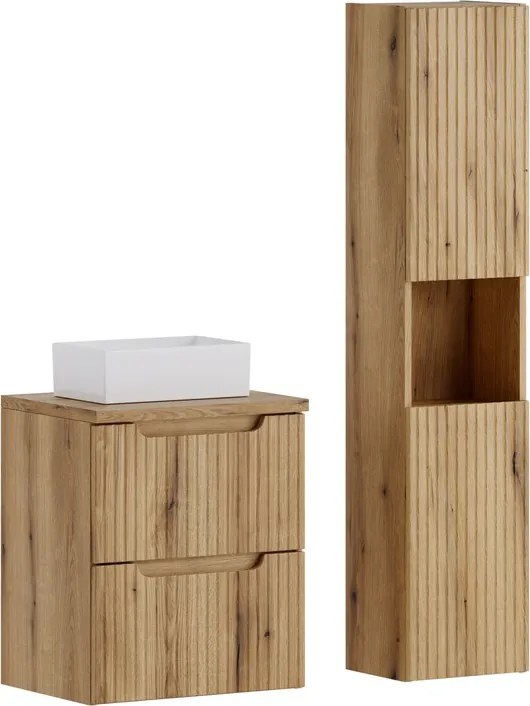 Kúpeľňová zostava Nova Gaja s doskou, umývadlom a skrinkami 50 cm dub coast evoke