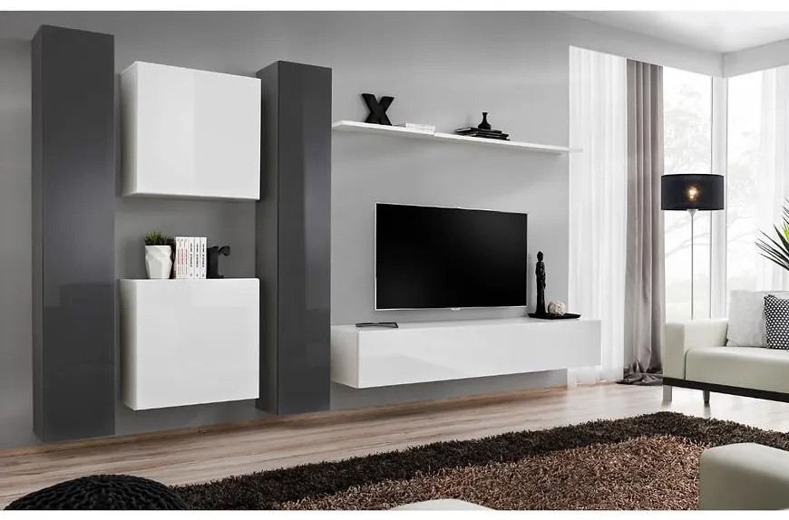 Obývacia stena Switch VI Grafit/Biely