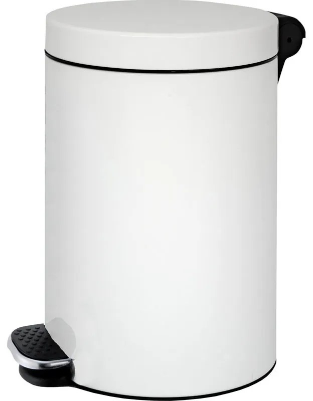 Nášľapný odpadkový kôš 12 L, plynulé zatváranie, lakovaný biely