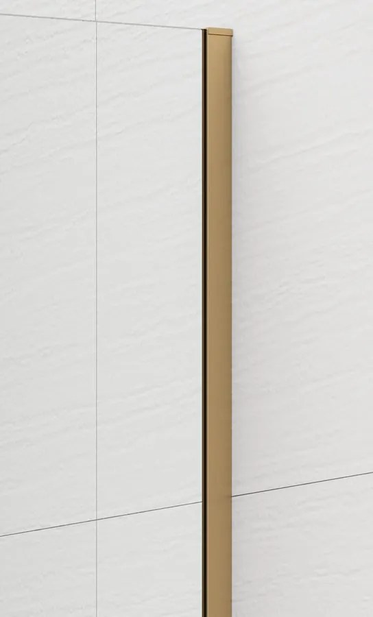 Polysan, ESCA GOLD MATT jednodielna sprchová zástena na inštaláciu k stene, číre sklo, 700 mm, ES1070-04