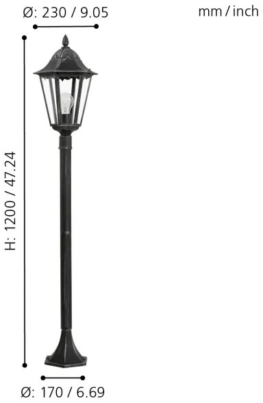 Eglo 93463 - Vonkajšia lampa NAVEDO 1xE27/60W/230V IP44