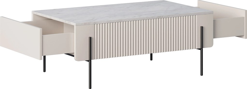 Konferenčný stolík Malmi 100 cm - kašmírová / crema bianca / čierna
