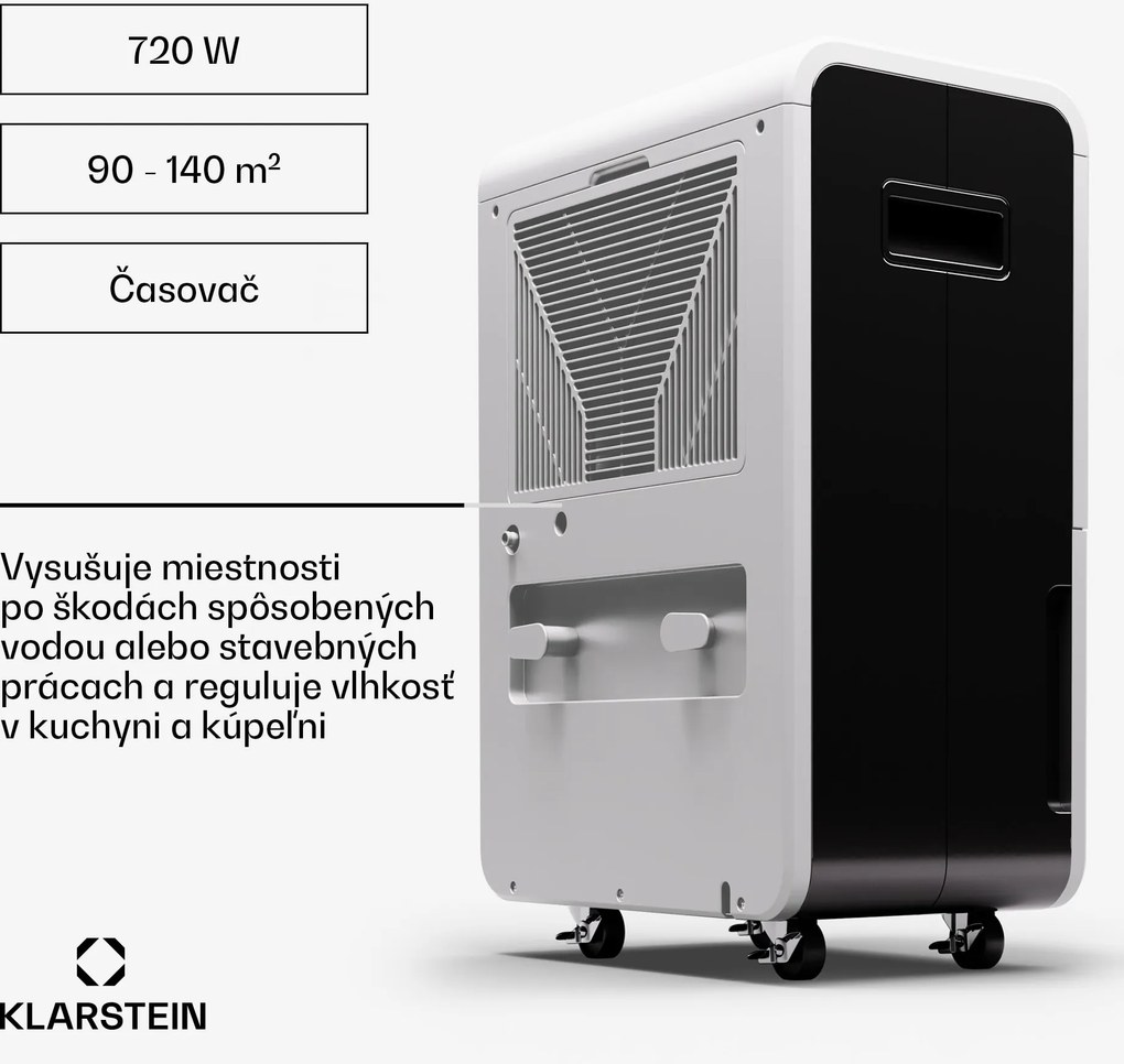 Klarstein DryFy Grand Smart 70, odvlhčovač, WiFi, kompresný, 70l/24h, 90-140 m²